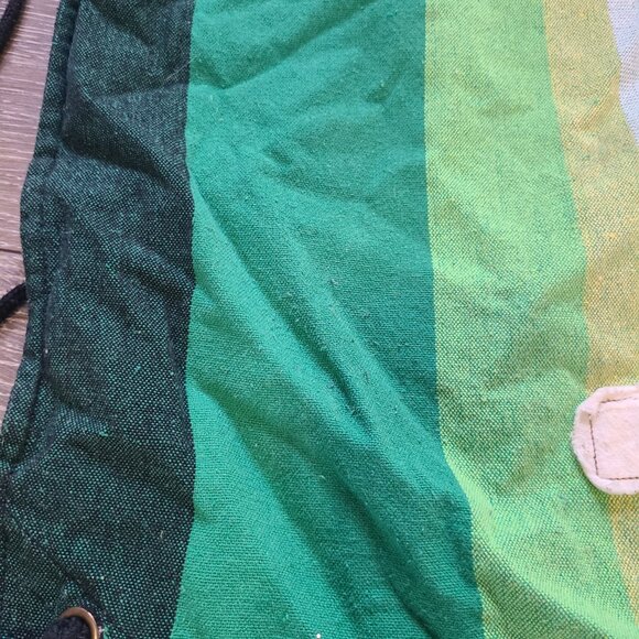 Apihappi Green Stripe Hemp Woven Drawstring Backpack - Picture 3 of 9
